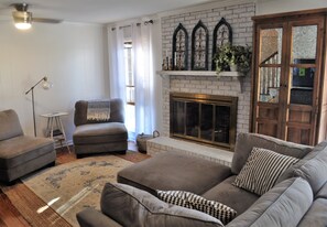TV, fireplace, video games