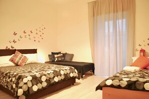 2 bedrooms, desk, iron/ironing board, travel crib