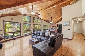 Smart TV, fireplace, DVD player, books