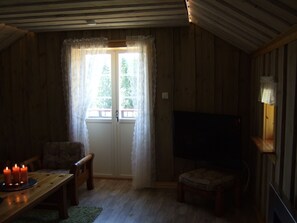 Télévision, cheminée, lecteur de DVD