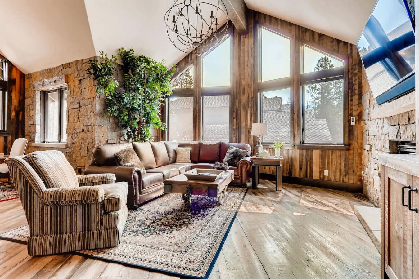 Smart TV, fireplace, video games, DVD player