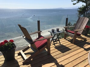 Terrace/patio -  Secluded Sandy Beach All To Yourself! Panoramic Ocean and Mountain views. (Comox)