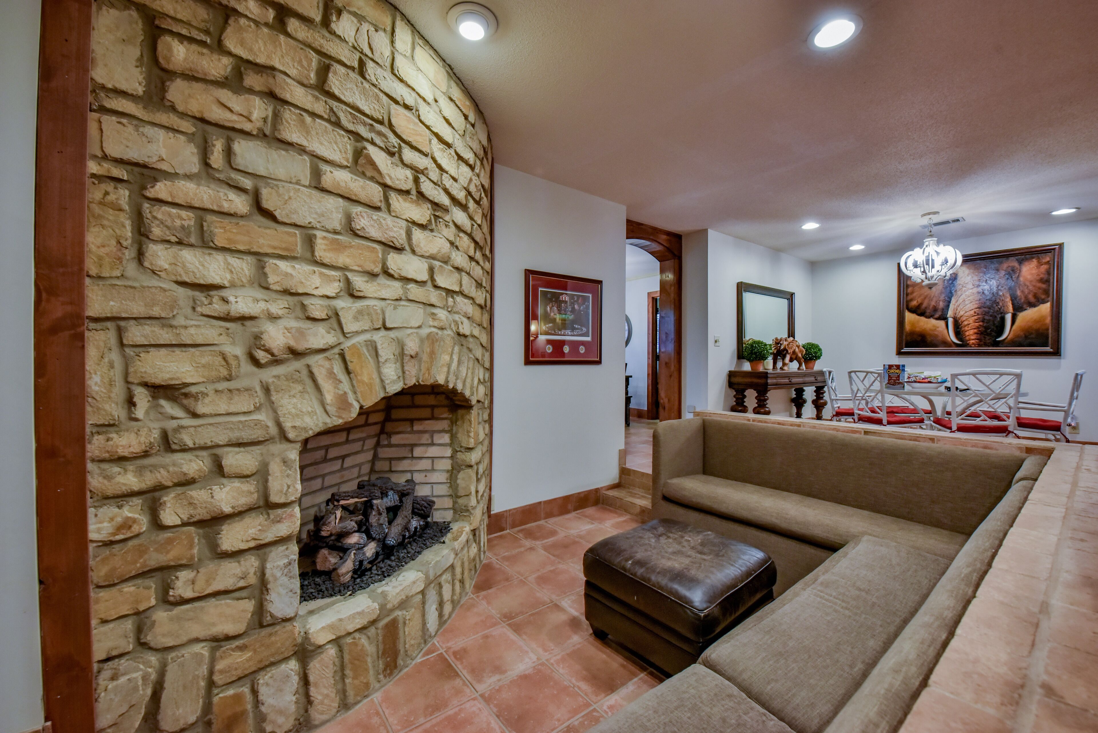 TV, fireplace, DVD player, books