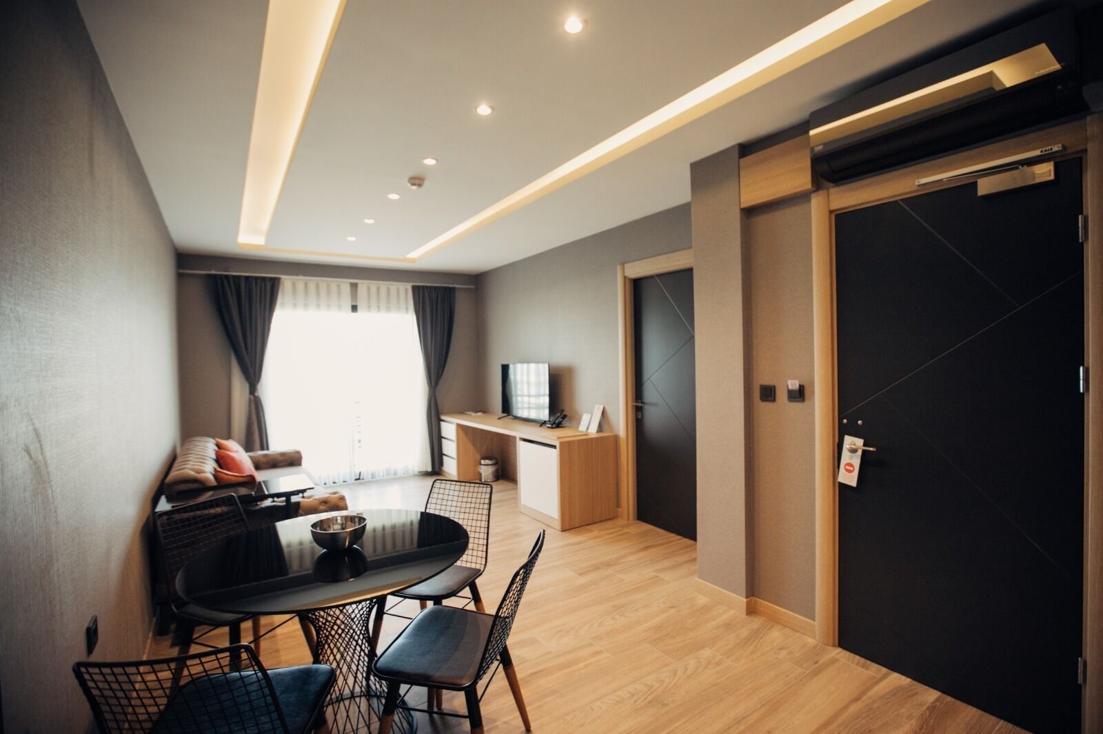 standard double room | living area | 82-inch led tv with satellite channels, tv