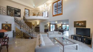 Villa, 5 Bedrooms, Sea View | Living area | Flat-screen TV