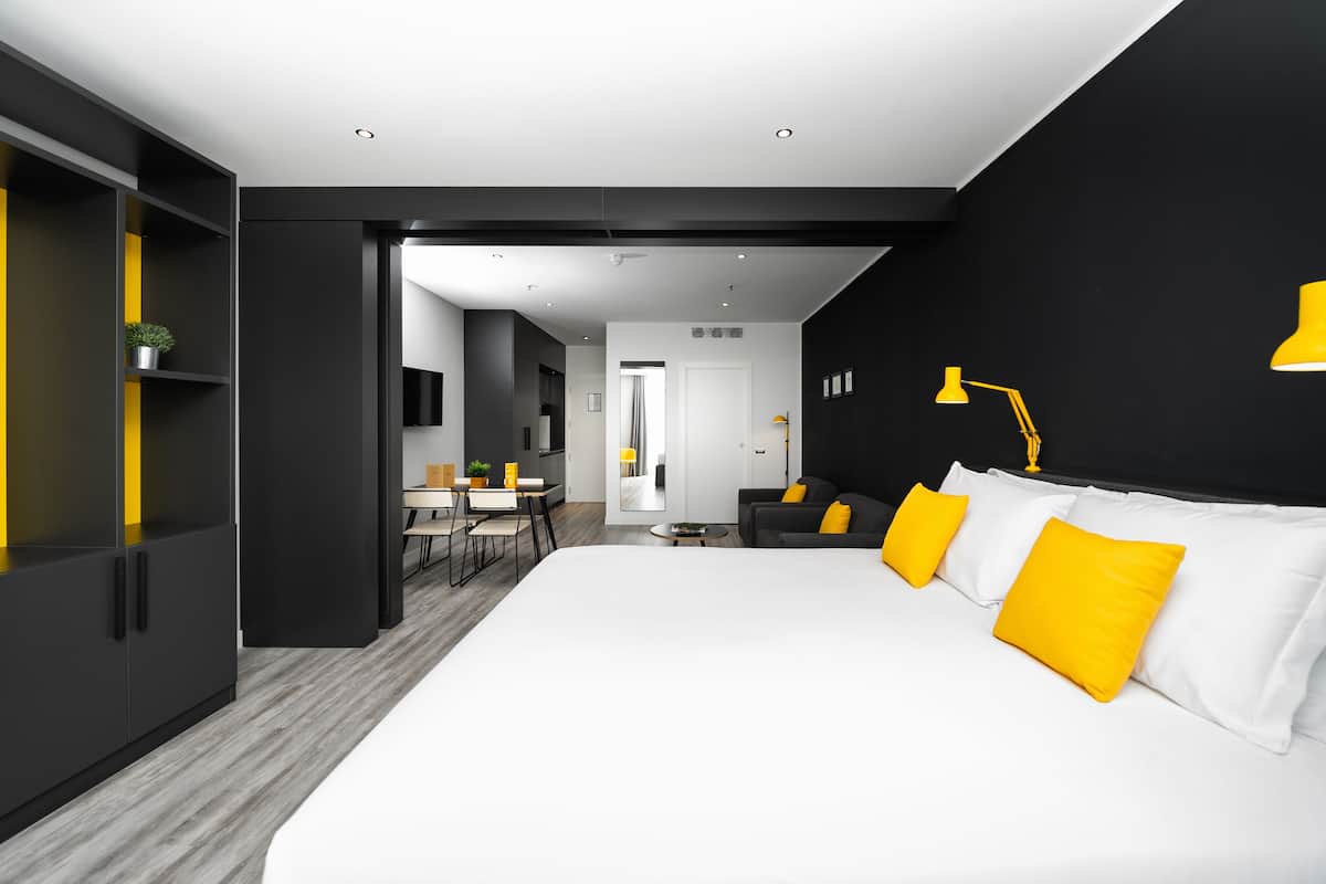 Superior Studio | In-room safe, desk, laptop workspace, blackout curtains