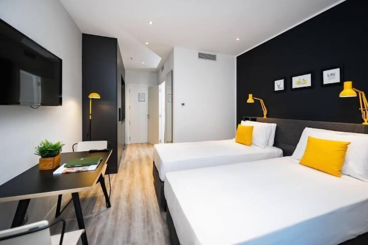 In-room safe, desk, laptop workspace, blackout curtains