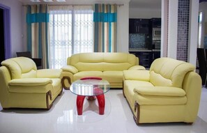 Apartment, 2 Bedrooms (A) | Living room | 32-inch LCD TV with cable channels, TV - Le Tribord (Flic-en-Flac)