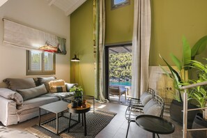 Villa, 1 Bedroom, 2 Bathrooms (Eutixia) | Living area - Braunis Horio Villas (Kefalonia)