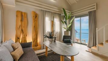 Villa, 2 Bedrooms (Prikonas) | Living area | Flat-screen TV, DVD player