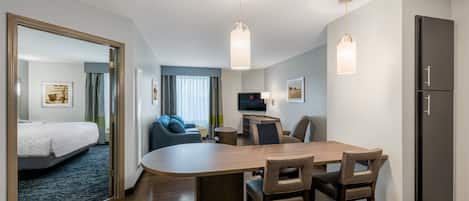 Desk, laptop workspace, blackout drapes, soundproofing