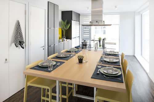 Shared fridge, microwave, oven, stovetop