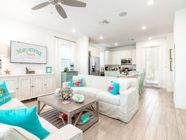 House, Multiple Beds, Park View (Deluxe-Four Bedroom) | Living room | 55-inch TV with cable channels, streaming services