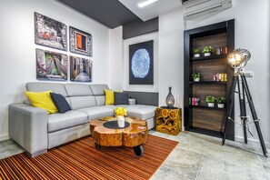 Flat-screen TV, books