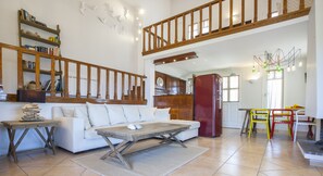 TV, fireplace, DVD player, books - Aelia Villa, with Magnificent View and Huge Private Pool. (Perdika)