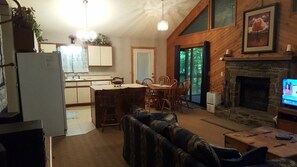 TV, fireplace - Woodlands Cabin - Private and Peaceful w/ Hot Tub (Maggie Valley)