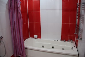 Hair dryer, shampoo, toilet paper