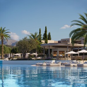 2 outdoor pools, pool umbrellas, sun loungers - Rocrita Lifestyle Beach Resort (Sitia)