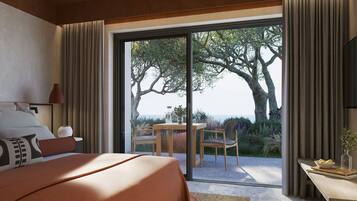 Bar mini, peti besi dalam bilik, langsir/tirai gelap terus, cadar katil