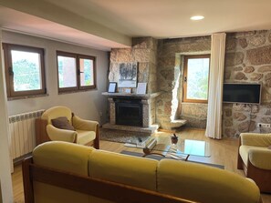 TV, fireplace, DVD player, stereo - Holidayshome - Casa da Lage - Geres - River Views - WiFi - Pool (vieira do minho)