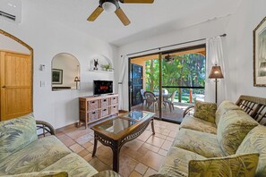 Smart TV, DVD player, books, music library