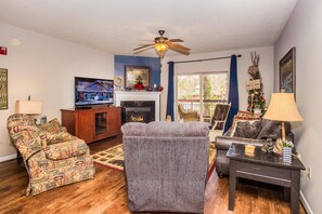 Condo, Multiple Beds (Cedar Lodge 105) | Living area | Flat-screen TV, DVD player