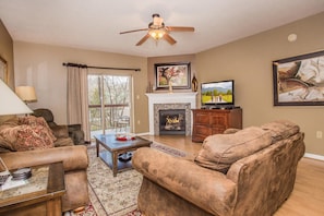 Condo, Multiple Beds (Cedar Lodge 101) | Living area | Flat-screen TV, fireplace, DVD player - Cedar Lodge 101 (Pigeon Forge)