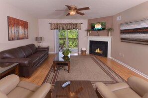 Condo, Multiple Beds (Cedar Lodge 504) | Living area | Flat-screen TV, DVD player