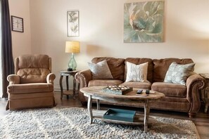 Condo, Multiple Beds (Whispering Pines Condominium 132) | Living room | Flat-screen TV, fireplace, DVD player