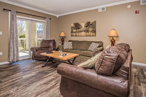 Condo, Multiple Beds (Whispering Pines 413HC) | Living room | Flat-screen TV, fireplace, DVD player - Whispering Pines 413hc (Pigeon Forge)