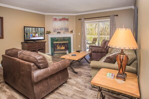 Condo, Multiple Beds (Whispering Pines 413HC) | Living room | Flat-screen TV, fireplace, DVD player - Whispering Pines 413hc (Pigeon Forge)