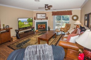 Condo, Multiple Beds (Whispering Pines 552) | Living area | Flat-screen TV, fireplace, Netflix, DVD player