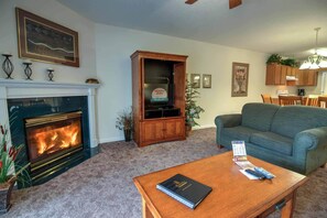 Condo, Multiple Beds (Whispering Pines 612) | Living area | Flat-screen TV, fireplace, DVD player - Whispering Pines 612 (Pigeon Forge)