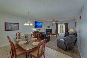Condo, Multiple Beds (Whispering Pines 621) | Living room | Flat-screen TV, fireplace, DVD player