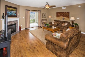Condo, Multiple Beds (Whispering Pines 544) | Living area | Flat-screen TV, fireplace, DVD player - Whispering Pines 544 (Pigeon Forge)