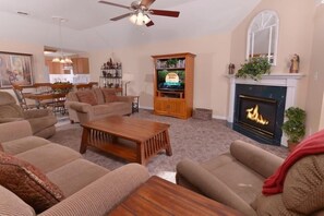 Condo, Multiple Beds (Whispering Pines 653) | Living area | Flat-screen TV, DVD player