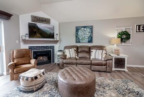 Condo, Multiple Beds (Whispering Pines 654) | Living room | Flat-screen TV, fireplace, DVD player - Whispering Pines 654 (Pigeon Forge)