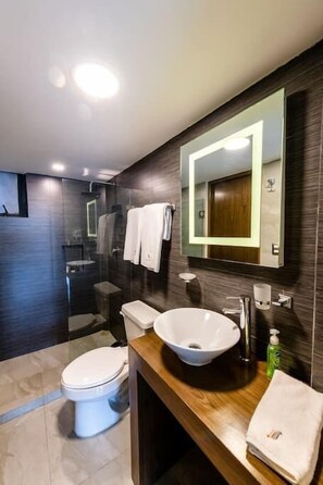 Basic-Apartment, 1 Queen-Bett | Badezimmer | Dusche, Haartrockner, Handtücher