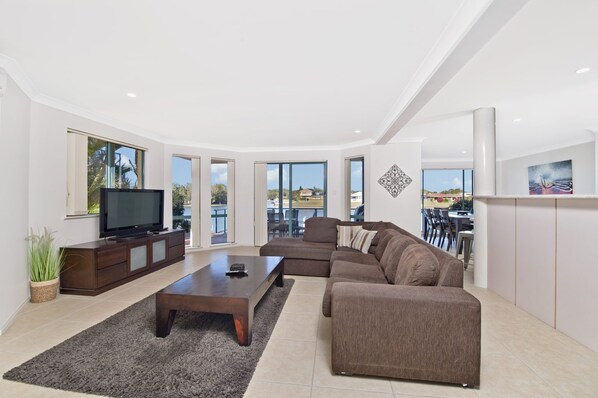 TV, DVD player, stereo