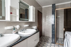 Combined shower/tub, hair dryer, bidet, towels - Vacation home L'Ulivo in Tuscany,  (San Miniato)