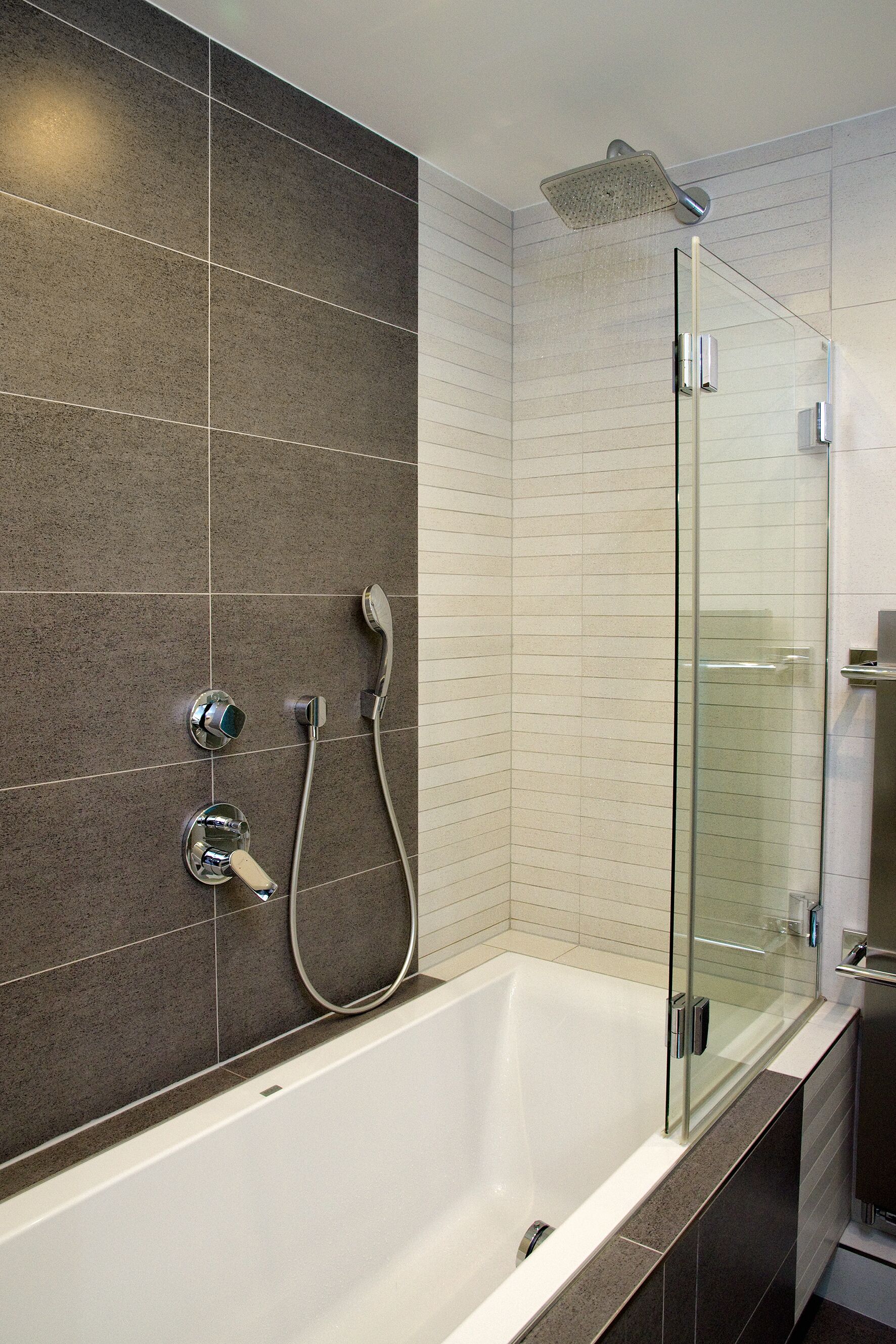 Bathtub, hair dryer, towels, soap