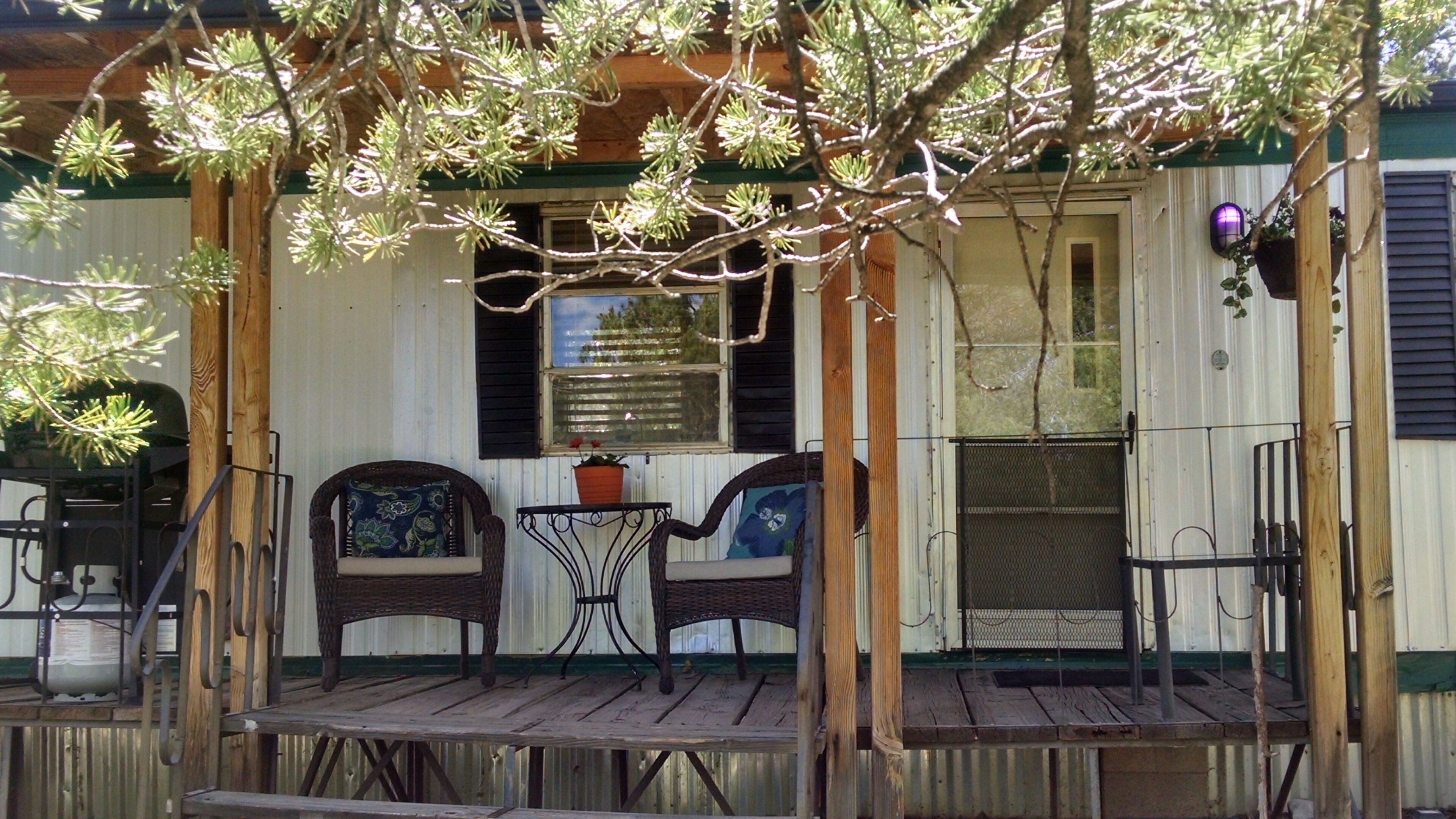 Front Porch & Outdoor Grill for cooking Freshly caught Fish from the Pecos River