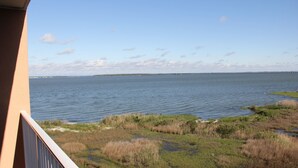 A view of a body of water with a distant landmass and a bridge. - Magnificent Bay View!!! Luxurious Condo, Your Home-Away-From-Home, Makai #316 (Ocean City)