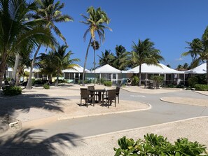 Outdoor dining - Cayman Kai, Rum Point; Quaint Oceanfront Condo With Beautiful Private Beach  (Rum Point)