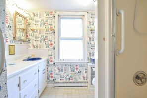 Regadera, secadora de cabello, toallas