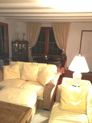 Smart TV, fireplace, DVD player, books