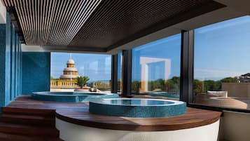 Sauna, hot tub, steam room, body treatments, hot stone massages
