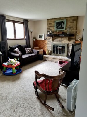 TV, fireplace, DVD player