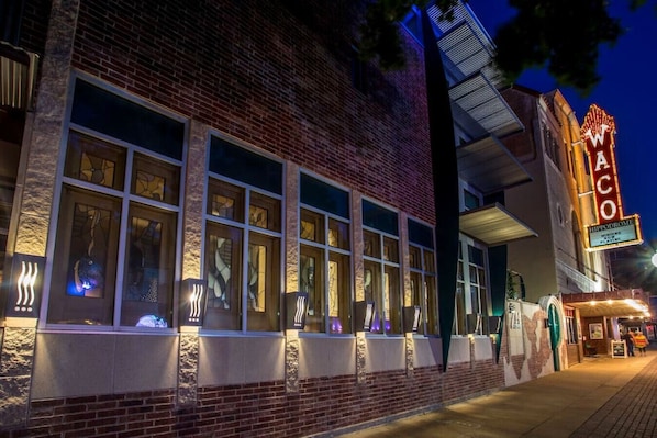 Experience the charm of WACO HIPPODROME, a historic entertainment venue with a classic architectural style and grand entrance.