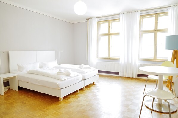 2 bedrooms, travel crib, WiFi, bed sheets